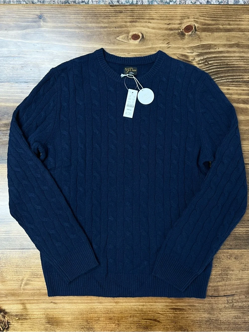 J. Crew Cashmere cable-knit sweater in Navy Blue Size Medium NWT